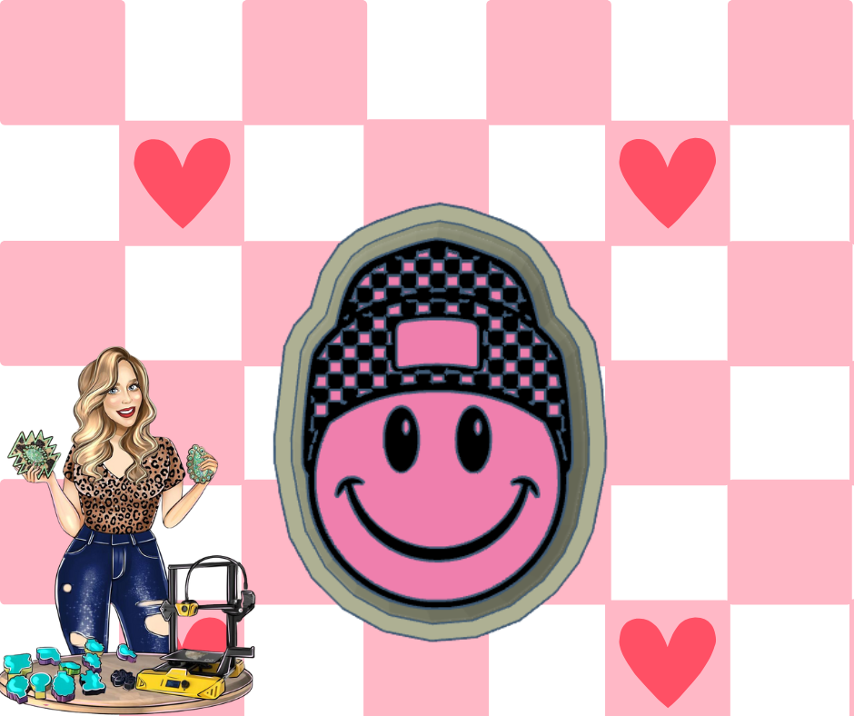 SMILEY WITH CKECKERED HAT STL FILE