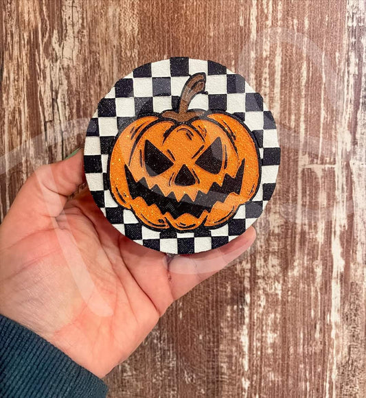round checkered pumpkin