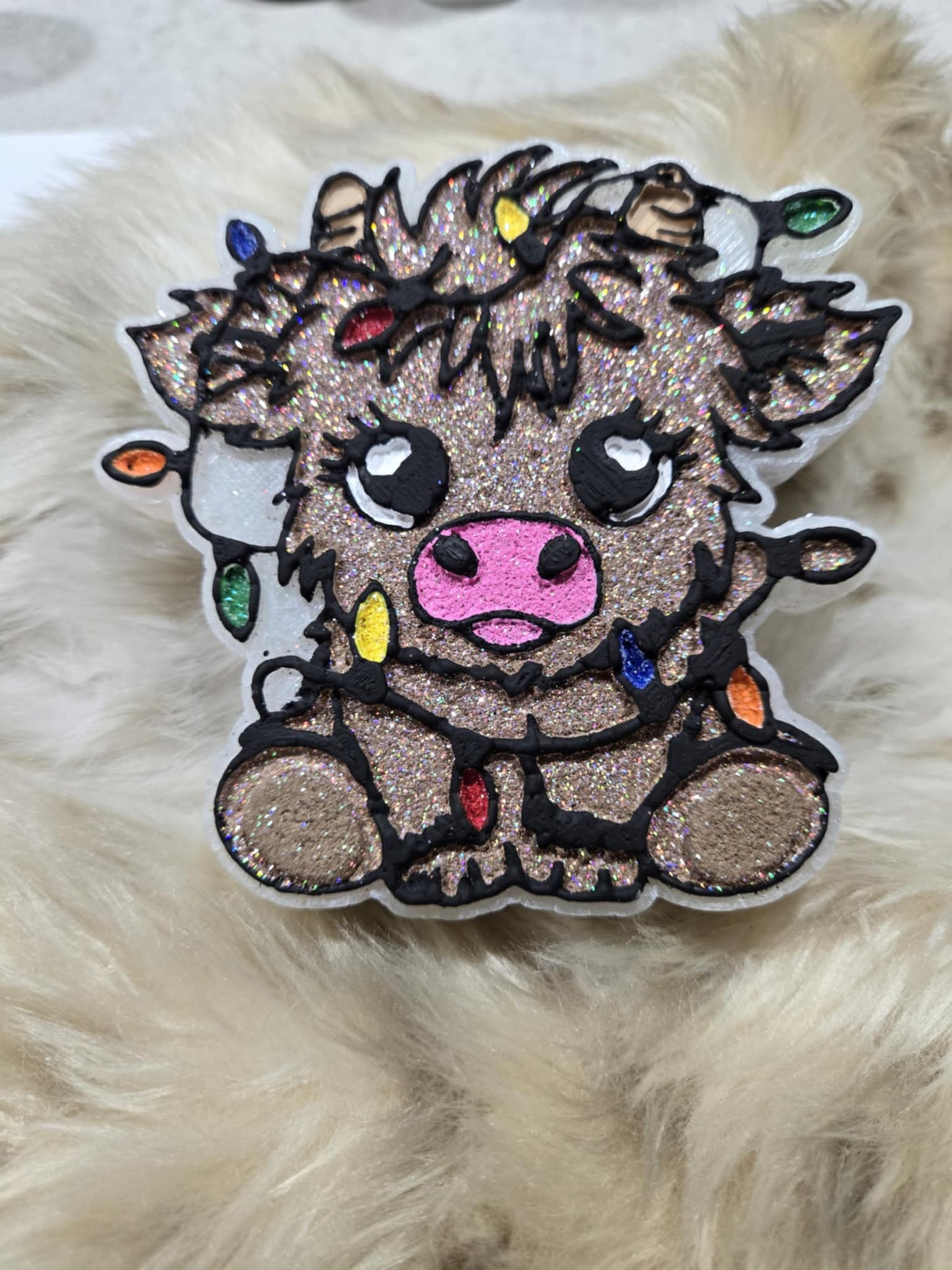 Cow with Christmas lights