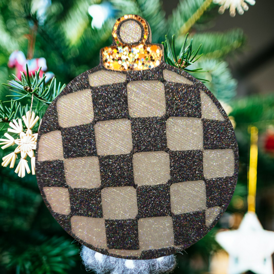 checkered round ornament