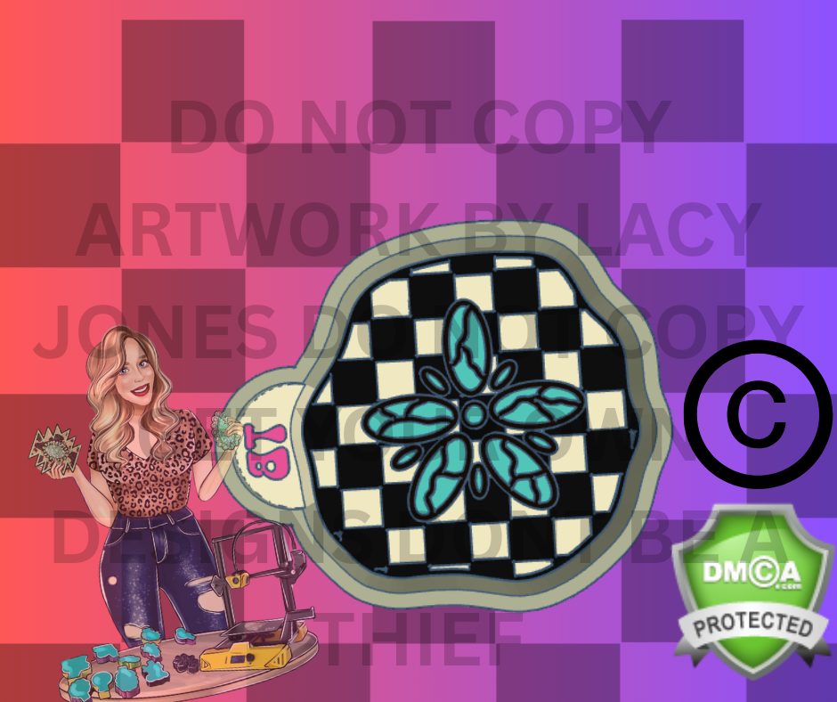 CHECKERED TURQ SAND DOLLAR