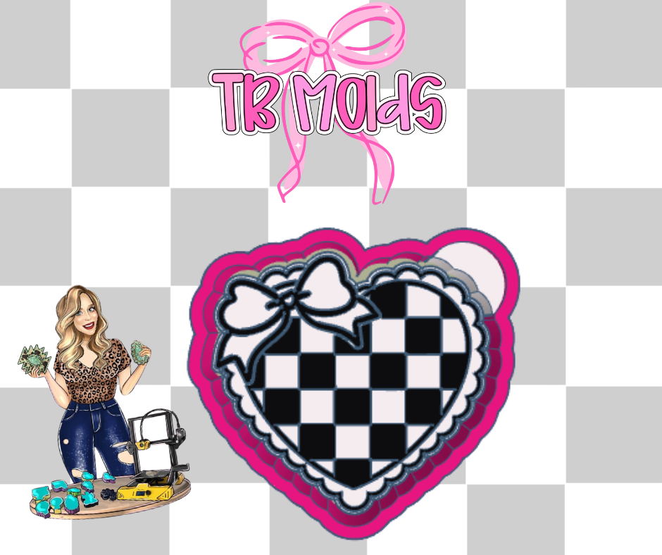 Checkered heart with bow