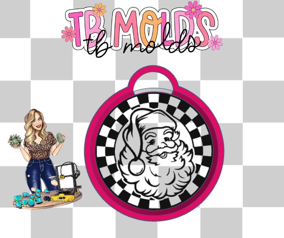 Round checkered Santa