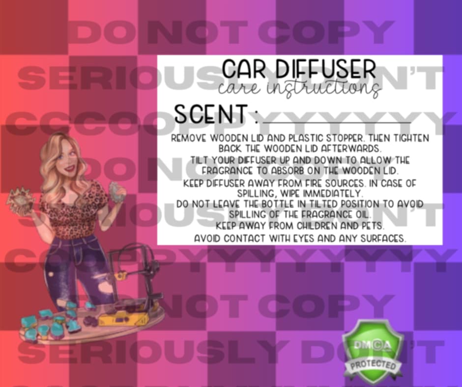 Car diffuser label