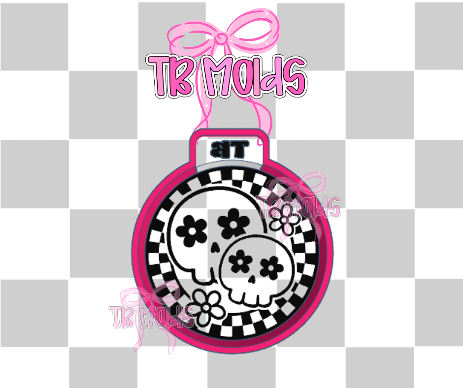 Cute skull checkered round