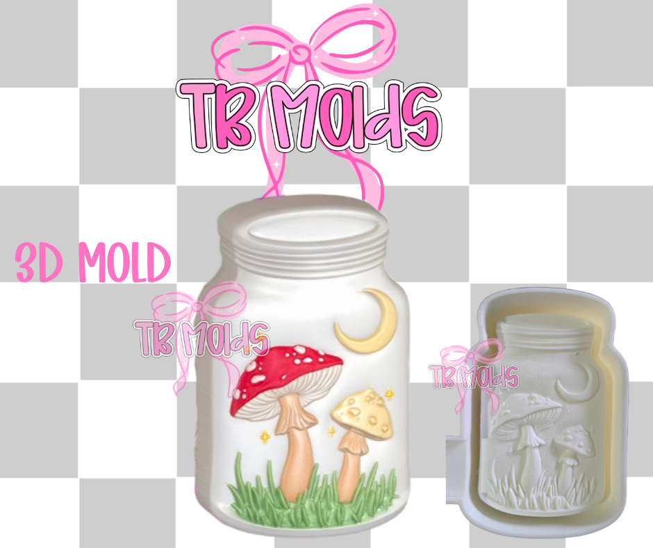 3d mushroom mason jar
