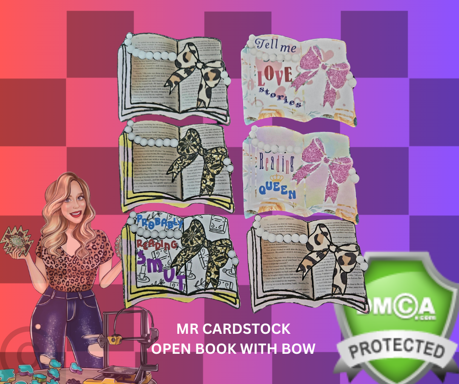 Open book with bow cardstock MR CARDSTOCK