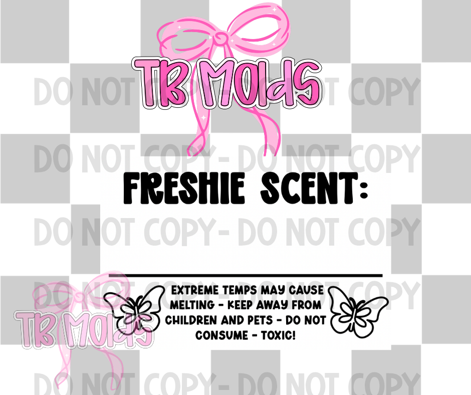 3x2 freshie scent with butterflies label