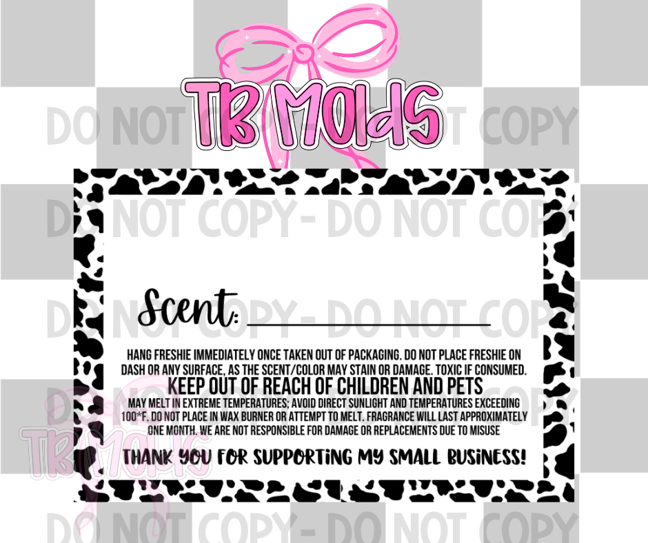 3x2 scent label cow print