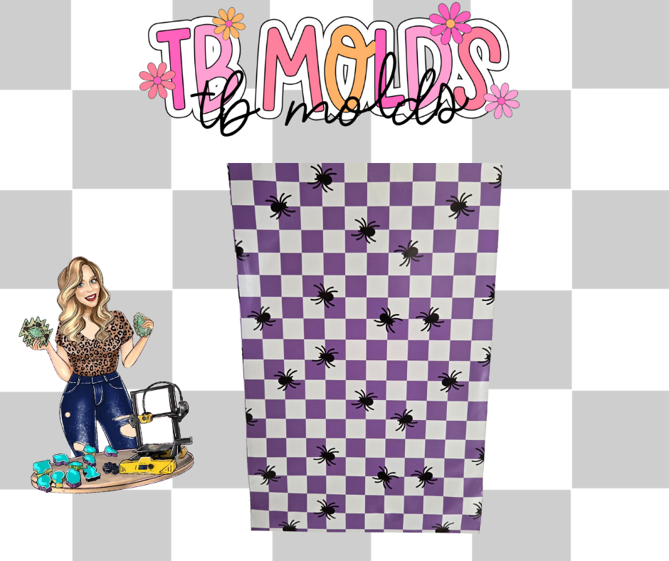 6x9 Purple & White checker print Spiders Poly Mailer