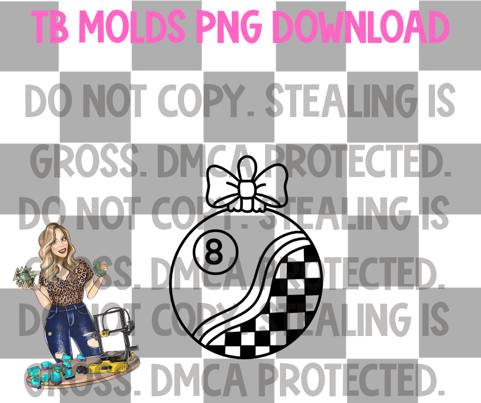 8 ball checkered ornament PNG