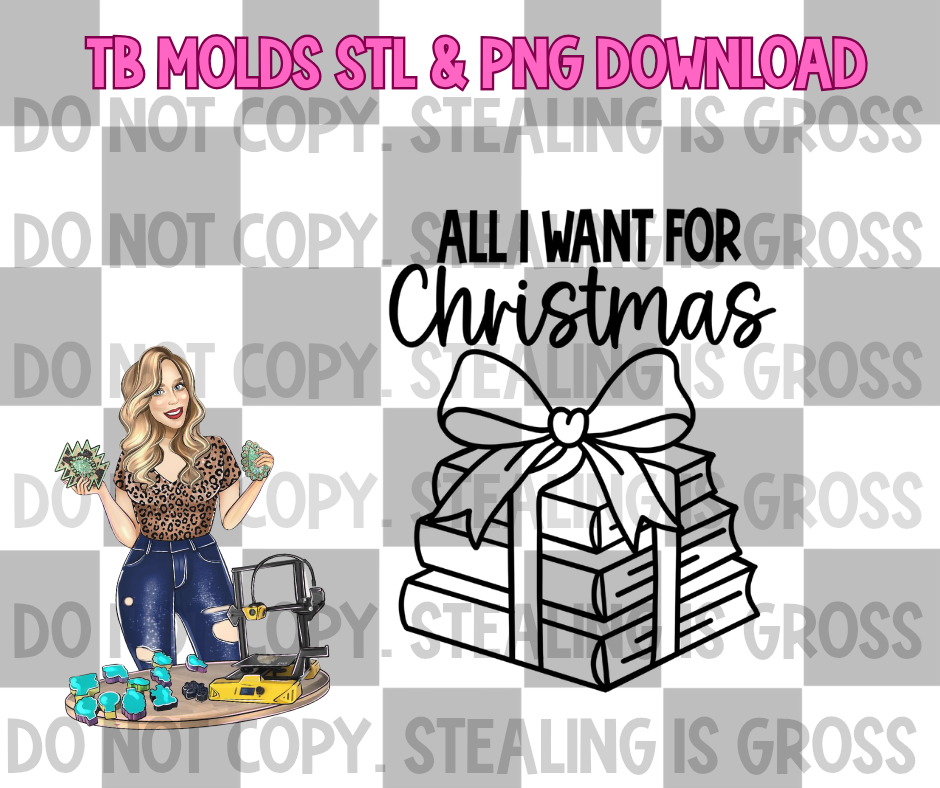 All I want for christmas books PNG STL
