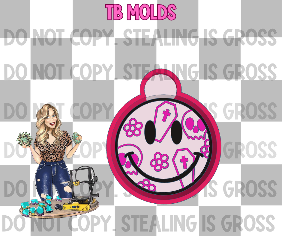 Skull daisy coffin smiley