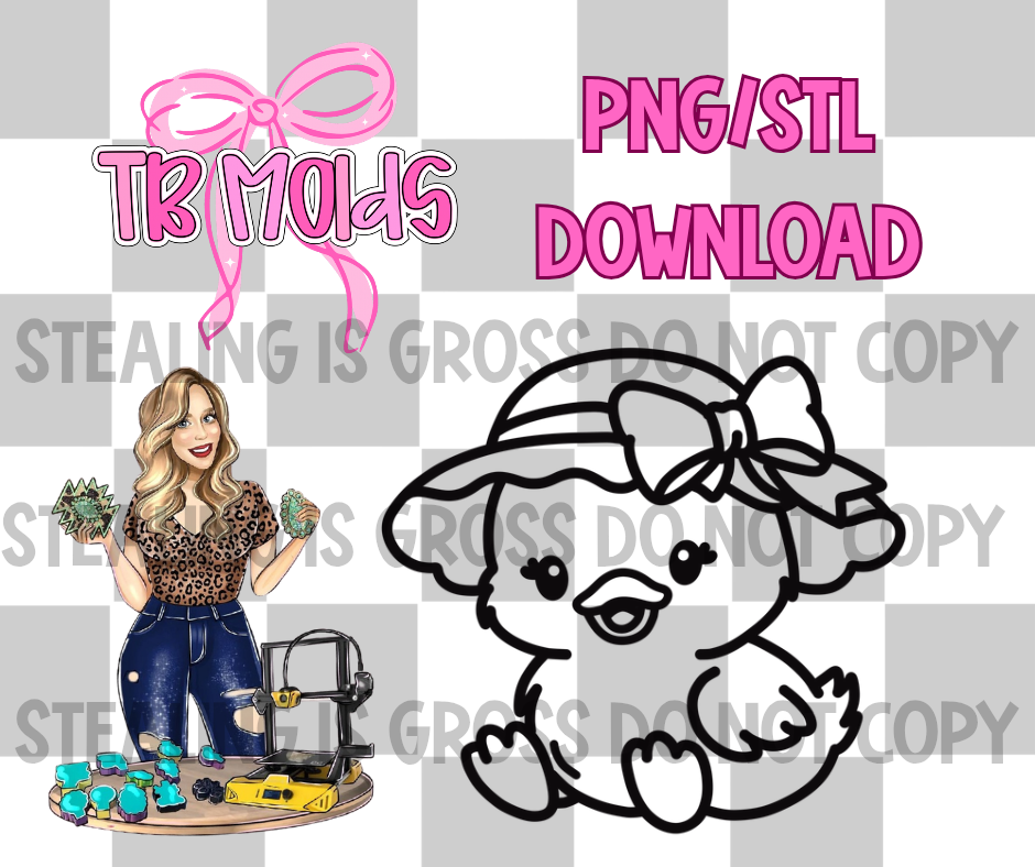 Coquette hat chick PNG/STL Download