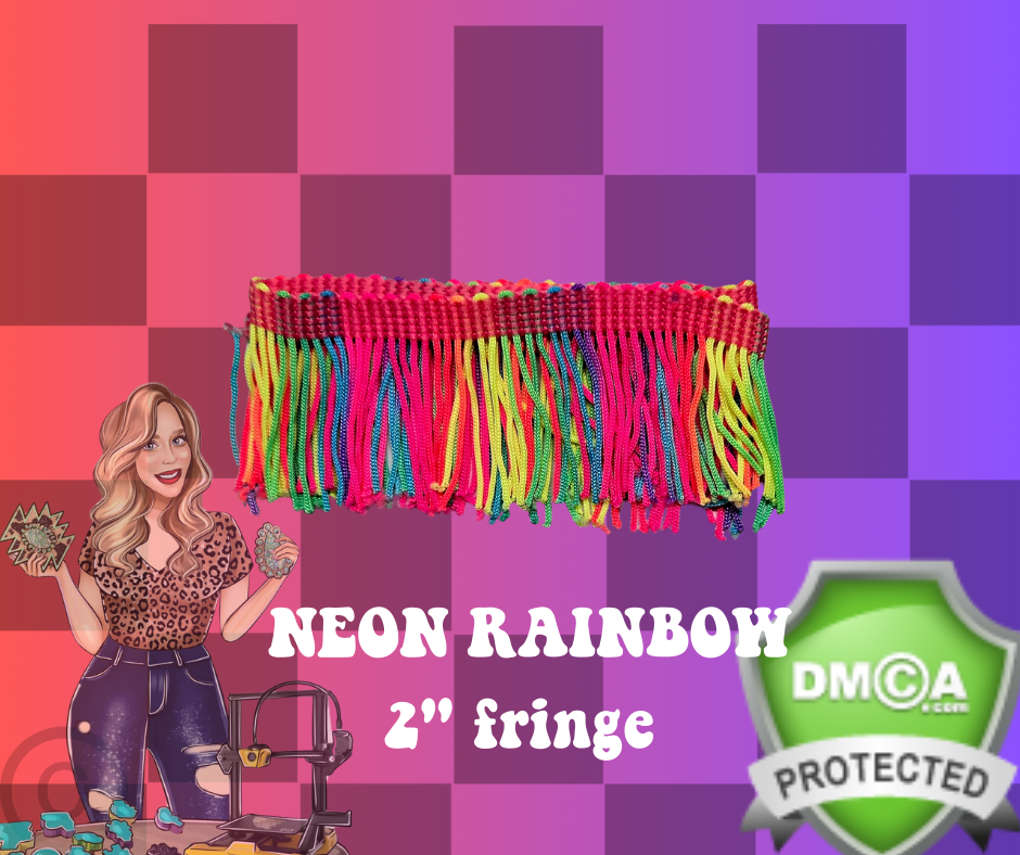 Neon rainbow 2 inch fringe