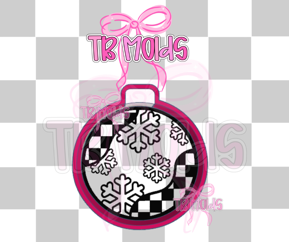 Round checkered with snowflakes