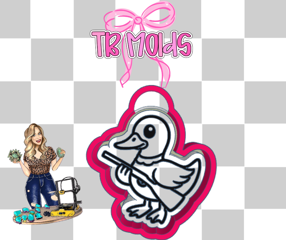 Mallard duck with rifle