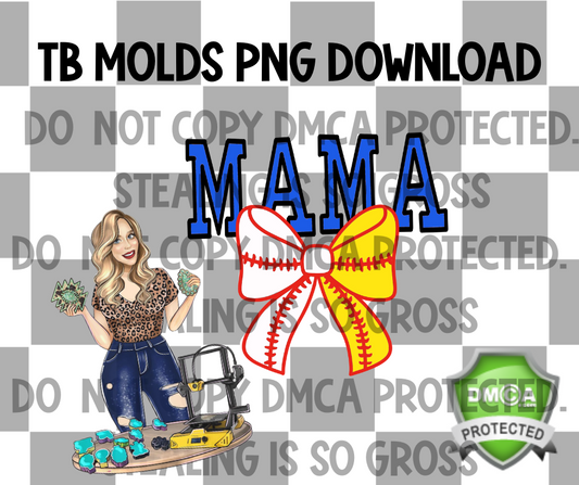Baseball and/or Softball Mama Bow PNG