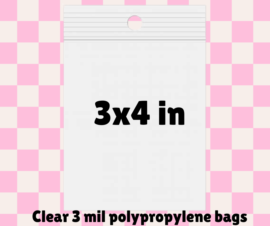 3x4 clear polypropylene bags