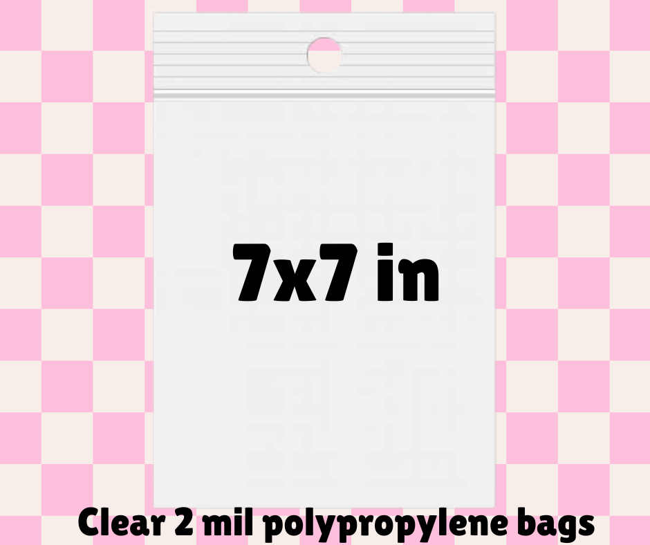 7x7 in clear polypropylene bags