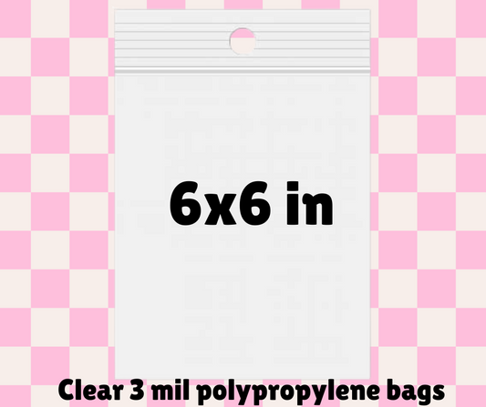 6x6 in clear polypropylene bags