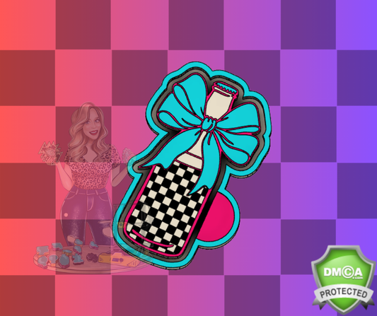 CHECKERED BOTTLE WITH BOW