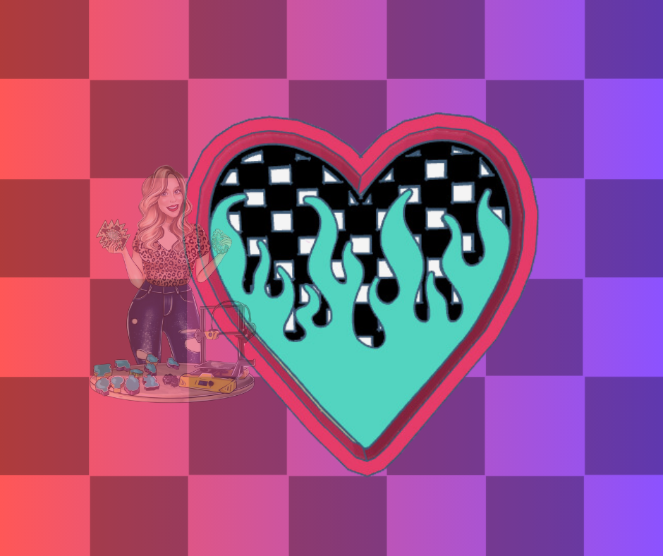 CHECKERED FLAME HEART