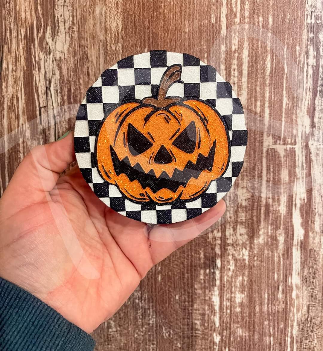 round checkered pumpkin