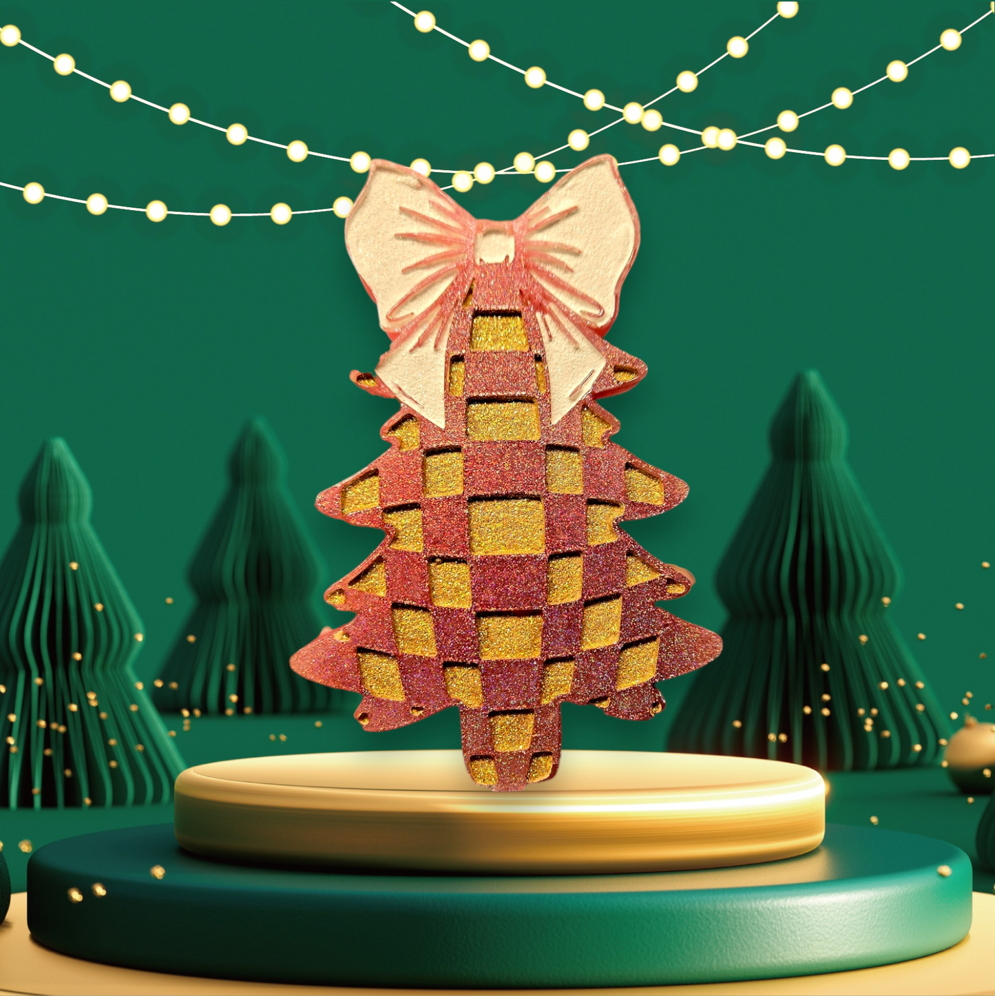 CHECKERED TREE WITH BOW