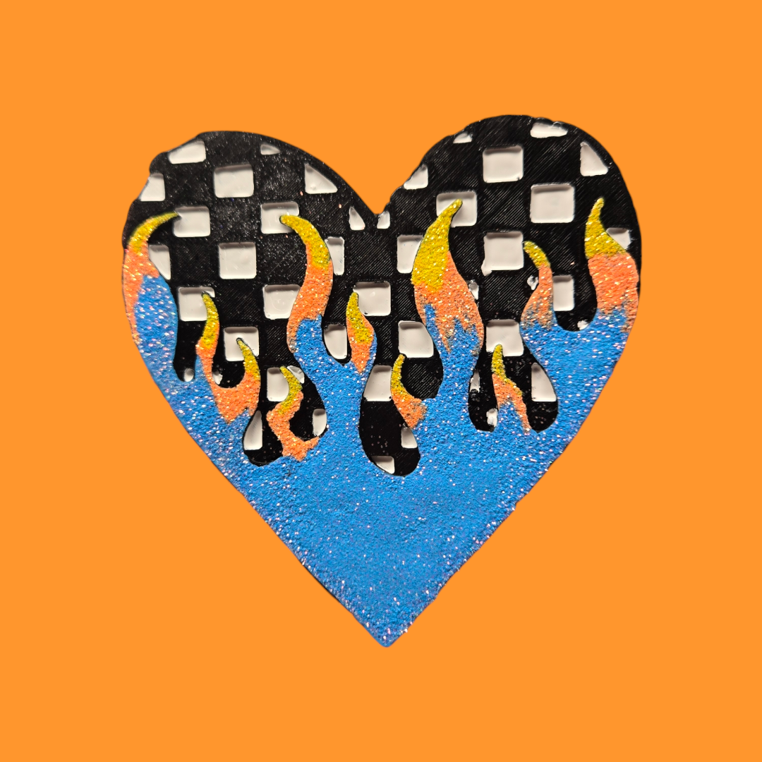 CHECKERED FLAME HEART