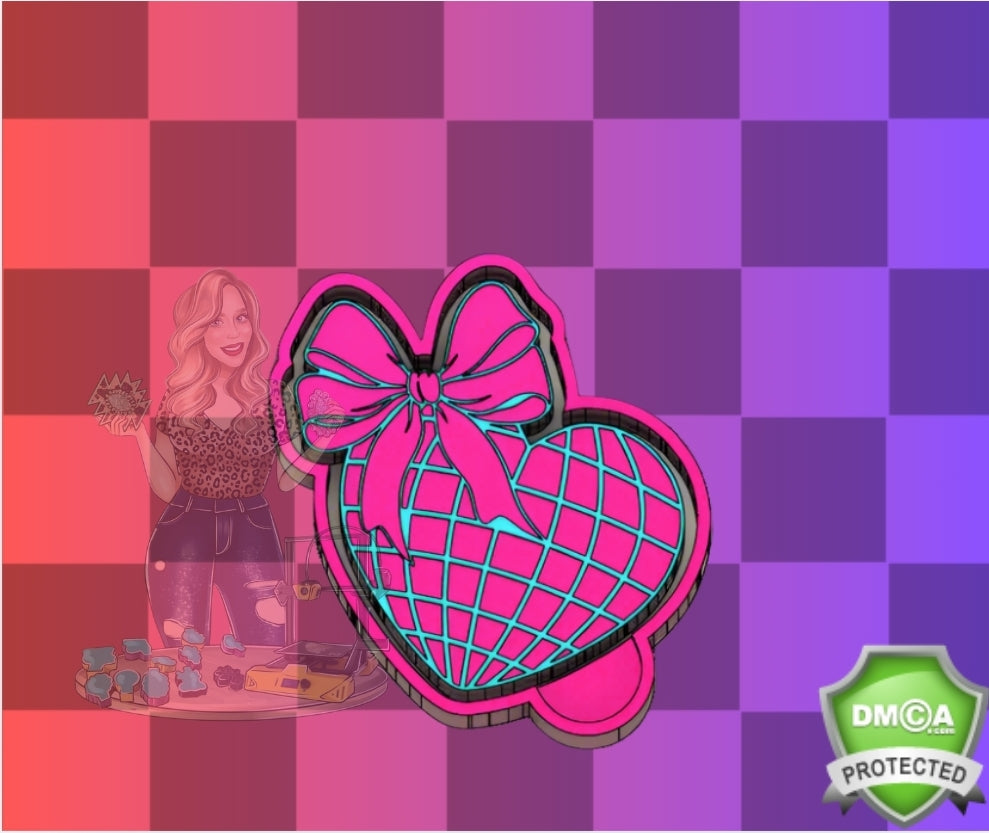 Disco heart with bow