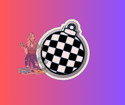 checkered round ornament