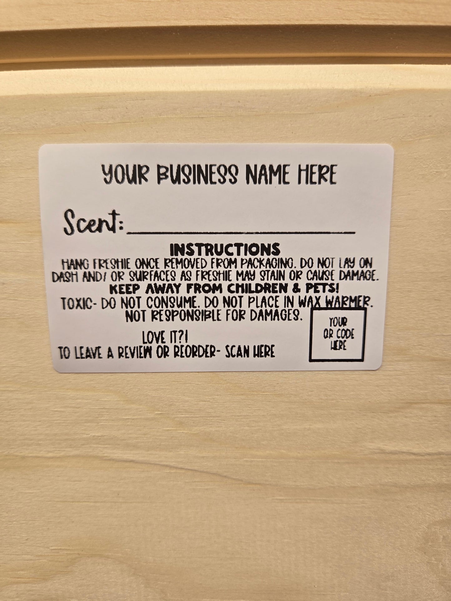 3x2 custom scent label with qr code