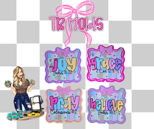 Blank bow frame- pastel Christian- TB MOLDS mixed grab bag cardstock