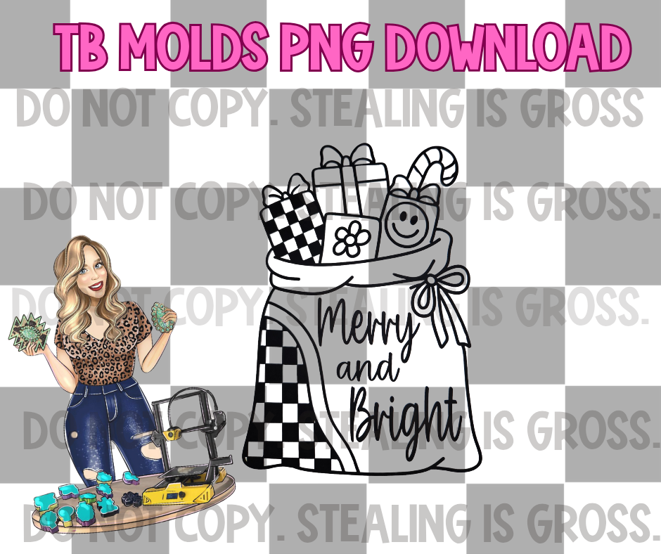 Merry & bright Santa sack PNG