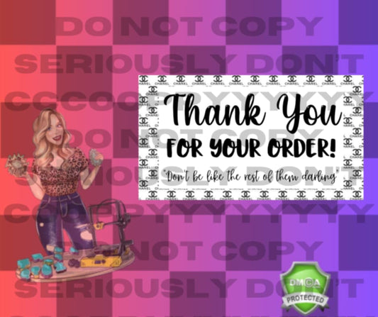 Thank you label