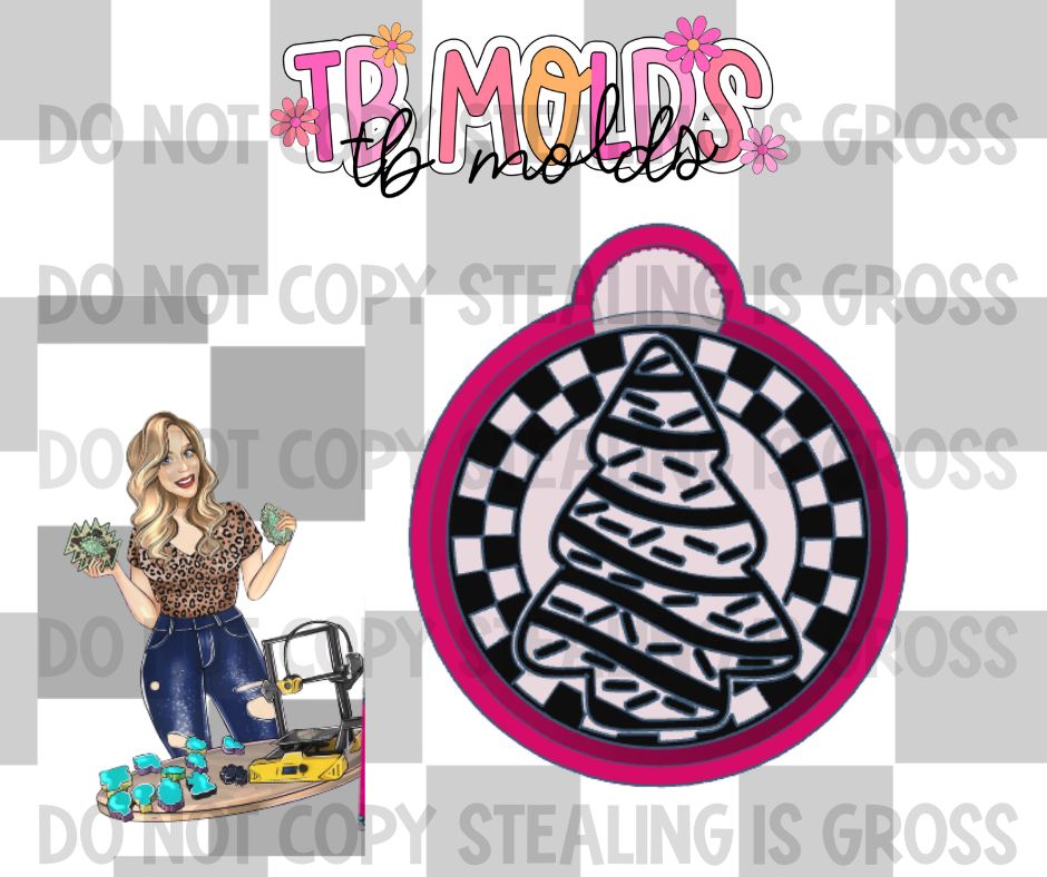 Round checkered cake tree