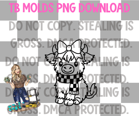 Highland cow with scarf PNG