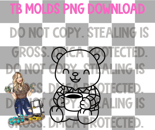 Flannel coffee bear PNG