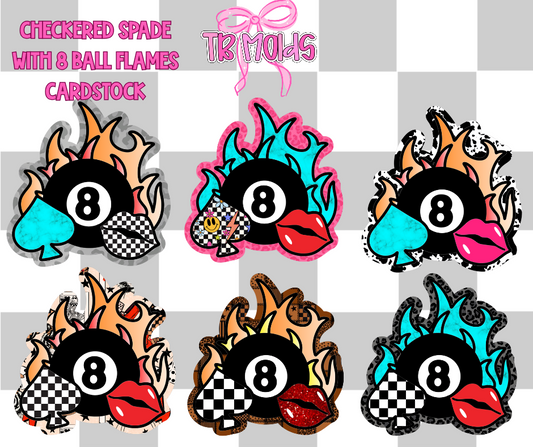 Checkered flame with 8 ball spade- TB MOLDS mixed grab bag cardstock