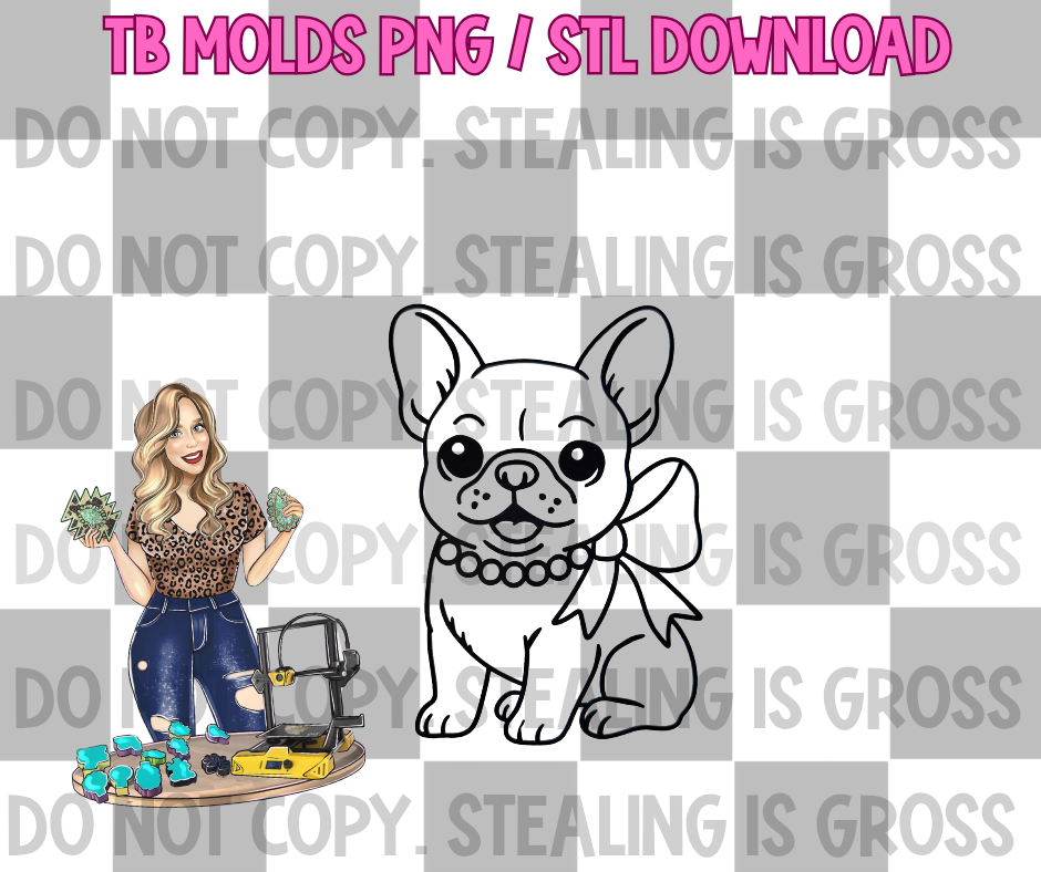 Frenchie with bow PNG STL