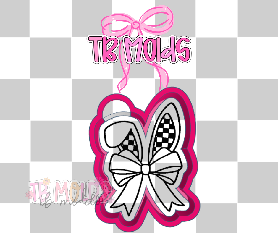 Checkered bunny ears with bow