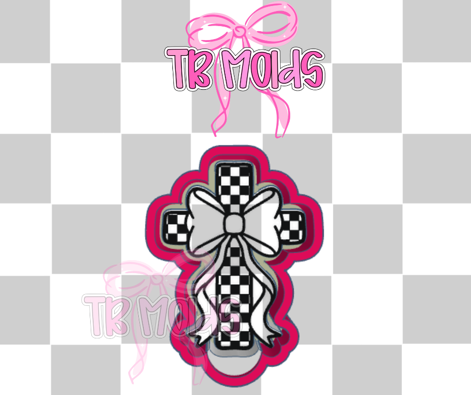 Checkered cross with bow