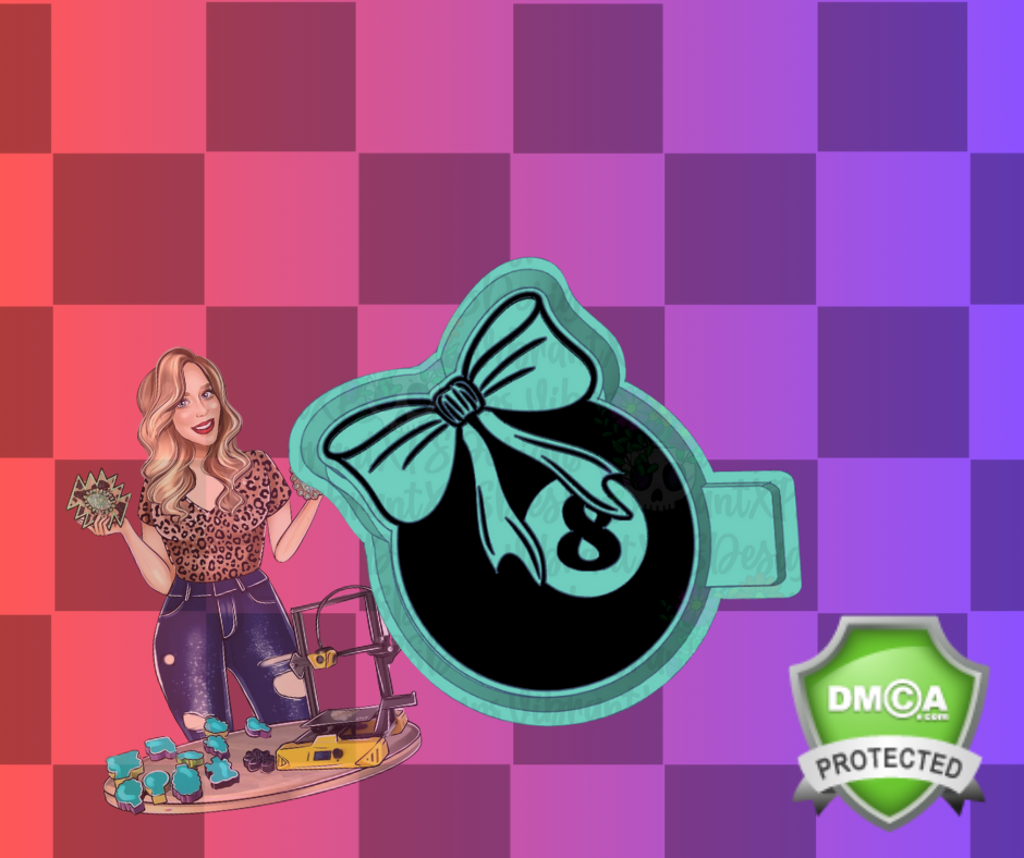 8ball with coquette bow