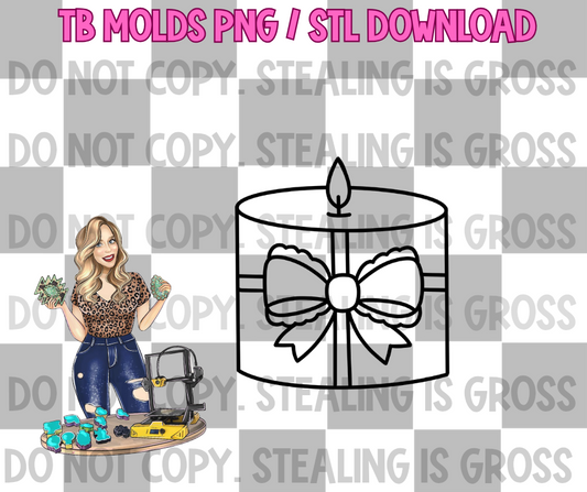 Candle with bow PNG STL