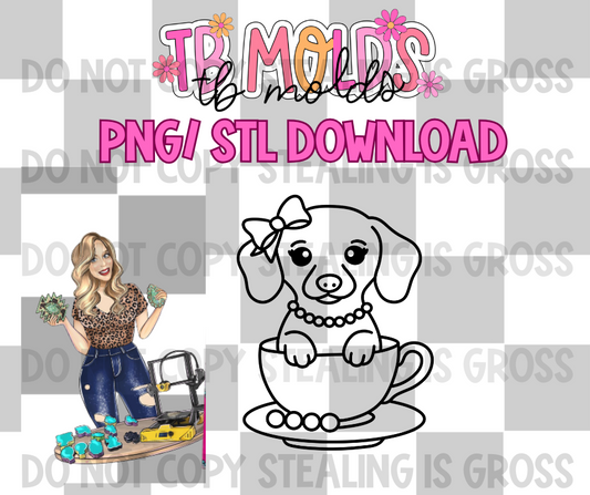Dachshund tea cup PNG STL download