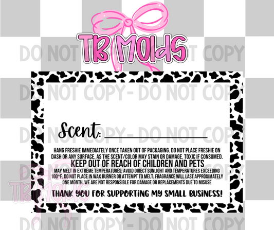 3x2 scent label cow print