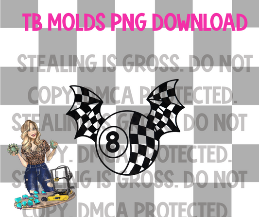 Checkered 8 ball bat PNG
