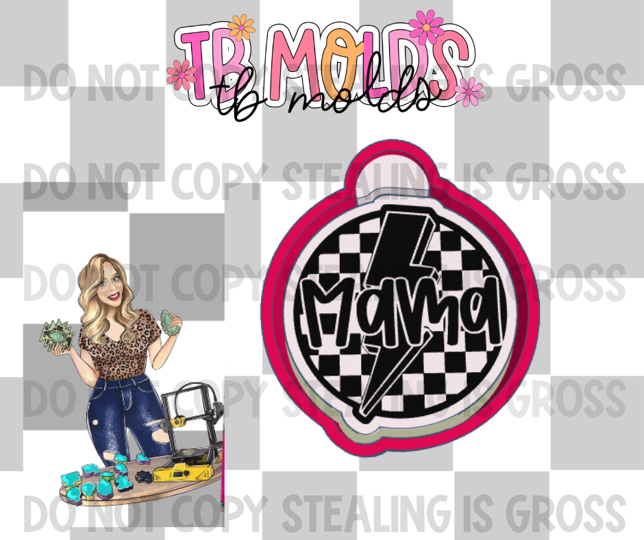 Round checkered mama with bolt