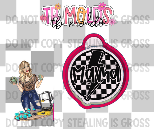 Round checkered mama with bolt